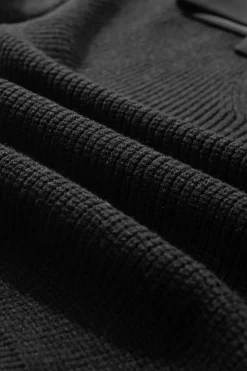 Best Dear-Lover Lantern Sleeve V Neck Knot Back Sweater Black