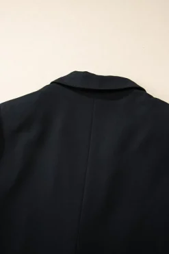Best Dear-Lover Lapel Flap Pocket Buttoned Blazer Black