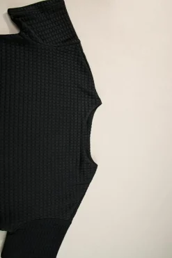 Best Dear-Lover Lattice Textured Cropped Tee and Jogger Pants Set Black