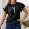 Online Dear-Lover Layered Ruffle Short Sleeve Round Neck Top Black