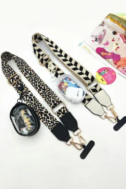 Clearance Dear-Lover Leopard Adjustable Phone Hanging Shoulder Strap with Pouch Black