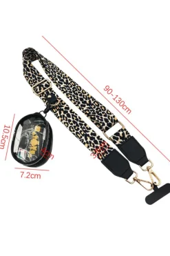 Clearance Dear-Lover Leopard Adjustable Phone Hanging Shoulder Strap with Pouch Black