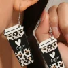 New Dear-Lover Leopard Coffee Print Beverage Cup Shape Earrings Black