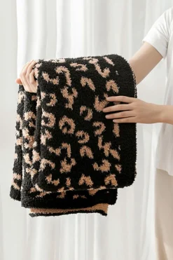 Outlet Dear-Lover Leopard Grain Knitting Blanket 127*152CM Black