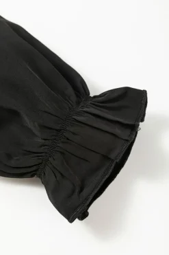 Fashion Dear-Lover Leopard Mesh Splicing Ruffle Long Sleeve Blouse Black