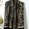 Discount Dear-Lover Leopard Printed Raw Edge Warm Scarf Black