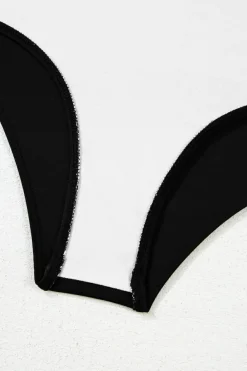 Online Dear-Lover Leopard 2-tone Crossed Cutout Backless Monokini Black