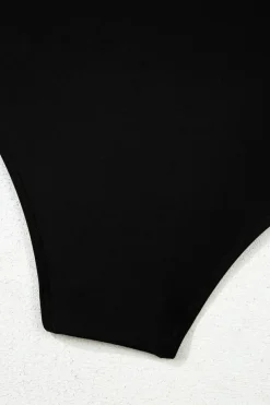 Online Dear-Lover Leopard 2-tone Crossed Cutout Backless Monokini Black