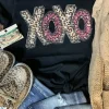 Best Dear-Lover Leopard XOXO Print T Shirt Black