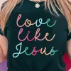 New Dear-Lover Love Like Jesus Crew Neck Graphic Tee Black