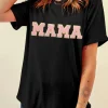 New Dear-Lover MAMA Chenille Graphic Tee Black