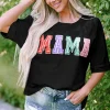 New Dear-Lover MAMA Chenille Patched Crew Neck T Shirt Black