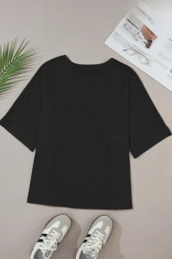 New Dear-Lover MAMA Chenille Patched Crew Neck T Shirt Black