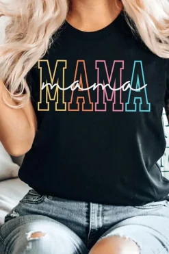Online Dear-Lover MAMA Crew Neck Graphic Tee Black