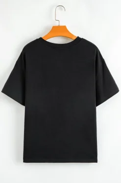 Fashion Dear-Lover MAMA Letter Graphic Neon T Shirt Black