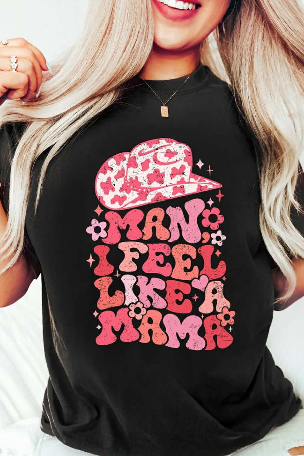 Online Dear-Lover MAN I FEEL LIKE A MAMA Graphic Tee Black