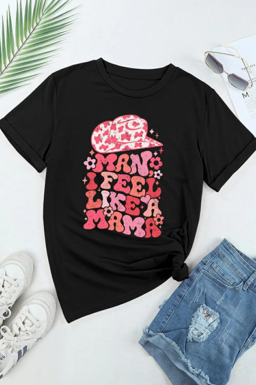 Online Dear-Lover MAN I FEEL LIKE A MAMA Graphic Tee Black
