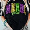 Hot Dear-Lover Mardi Gras Heat Transfer Graphic Holiday Tee Black