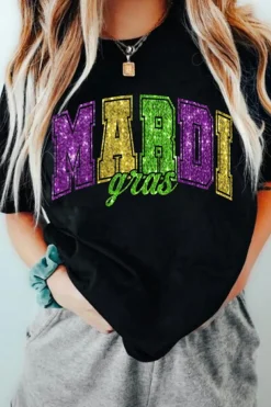 Hot Dear-Lover Mardi Gras Heat Transfer Graphic Holiday Tee Black