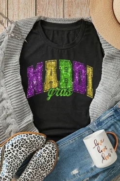 Hot Dear-Lover Mardi Gras Heat Transfer Graphic Holiday Tee Black