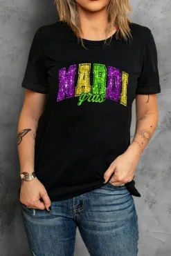 Hot Dear-Lover Mardi Gras Heat Transfer Graphic Holiday Tee Black