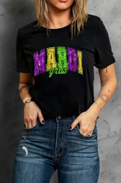Hot Dear-Lover Mardi Gras Heat Transfer Graphic Holiday Tee Black