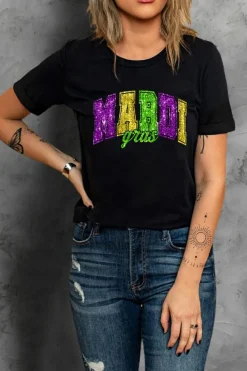Hot Dear-Lover Mardi Gras Heat Transfer Graphic Holiday Tee Black