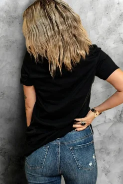 Clearance Dear-Lover MARDI GRAS Lightning Graphic Short Sleeve Top Black