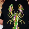 Outlet Dear-Lover Mardi Gras Lobster Heat Transfer Graphic T Shirt Black