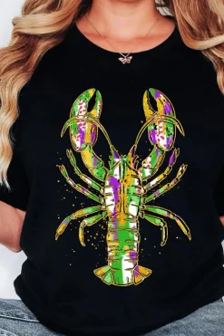Outlet Dear-Lover Mardi Gras Lobster Heat Transfer Graphic T Shirt Black