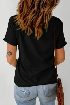 Best Dear-Lover Mardi Gras Sequin Pattern Crew Neck T Shirt Black