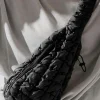 Best Dear-Lover Marshmallow Quilted Drawstring Decor Sling Bag Black