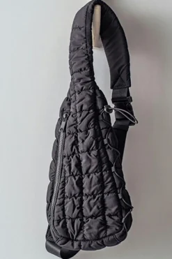 Best Dear-Lover Marshmallow Quilted Drawstring Decor Sling Bag Black