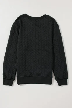Discount Dear-Lover Merry And Bright Cable Knit Pullover Sweatshirt Black