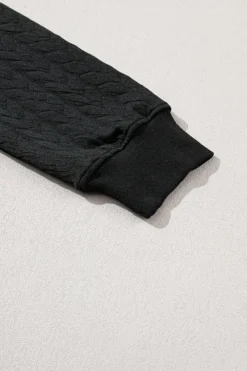 Discount Dear-Lover Merry And Bright Cable Knit Pullover Sweatshirt Black