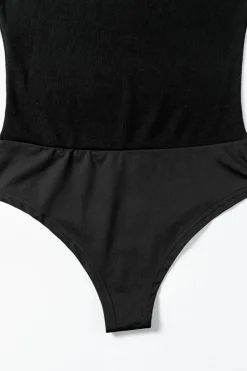 Fashion Dear-Lover Mesh Patchwork Sleeveless Bodysuit Black