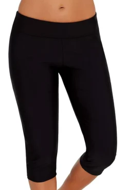 Sale Dear-Lover Mid Waist Crop Swim Leggings Black