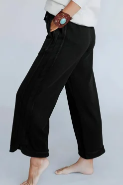 Discount Dear-Lover Mineral Wash Exposed Seam Wide Leg Pants Black