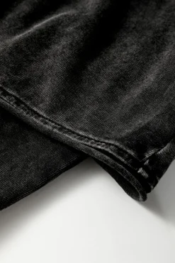Best Dear-Lover Mineral Wash French Terry High Waist Casual Shorts Black