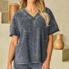 Online Dear-Lover Mineral Washed Oversized T Shirt and Shorts Set Black