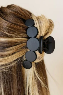 Online Dear-Lover Minimalist 5 Circles Frosted Hair Claw Clip Black