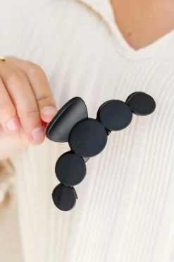 Online Dear-Lover Minimalist 5 Circles Frosted Hair Claw Clip Black
