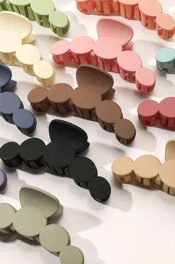 Online Dear-Lover Minimalist 5 Circles Frosted Hair Claw Clip Black