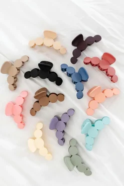 Online Dear-Lover Minimalist 5 Circles Frosted Hair Claw Clip Black