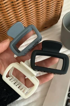 New Dear-Lover Minimalist Frosted Cut Out Hair Claw Clip Black