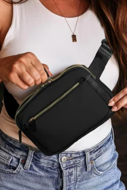 Clearance Dear-Lover Minimalist Multi-zipped Crossbody Bag Black
