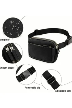 Clearance Dear-Lover Minimalist Multi-zipped Crossbody Bag Black