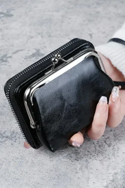 Discount Dear-Lover Minimalist Wristlet PU Leather Coin Purse Black
