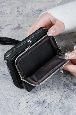 Discount Dear-Lover Minimalist Wristlet PU Leather Coin Purse Black