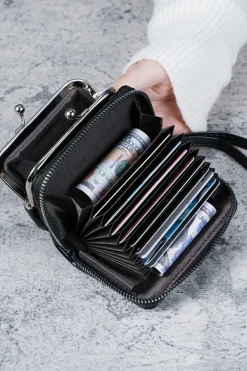 Discount Dear-Lover Minimalist Wristlet PU Leather Coin Purse Black